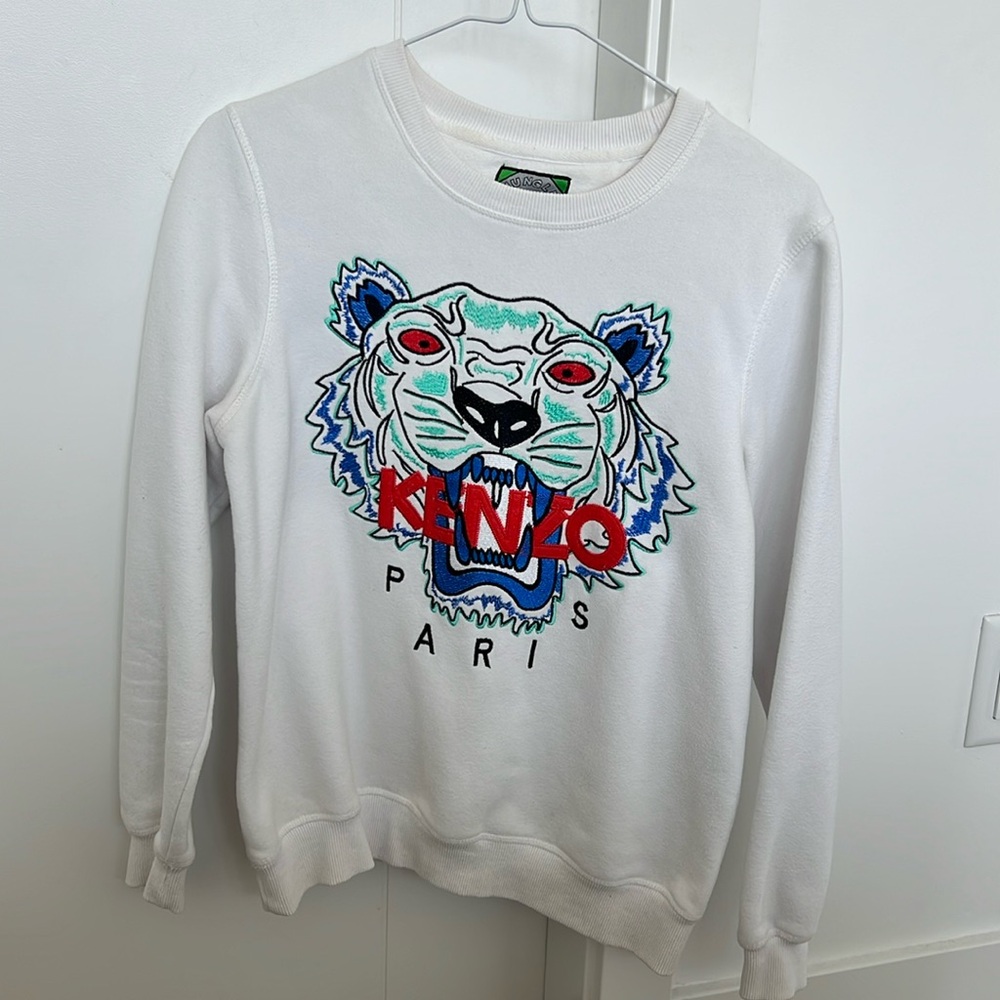 Kenzo Tiger Embroidered Sweatshirt | White | Size S